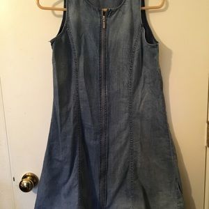 Given Kale zip up jean dress